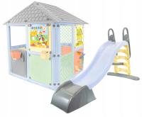 Plac zabaw - domek dla dzieci manipulacyjny + zjeżdżalnia 180 cm, pastelowe