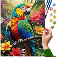 OBRAZ DO MALOWANIA PO NUMERACH Z RAMĄ PAPUGA 40x50cm MALOWANIE OBRAZY