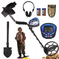 PRZENOŚNY LCD WYKRYWACZ METALU 5 TRYBÓW ROZPOZNAWANIA + ŁOPATA + SŁUCHAWKI