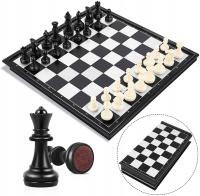 Szachy czarny biały Przenośna mini szachownica S