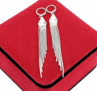 KOLCZYKI DŁUGIE SREBRNE ŻMIJKI CHWOSTY STAL CHIRURGICZNA