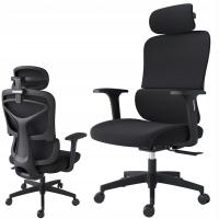 FOTEL BIUROWY OBROTOWY DO PRACY ERGONOMICZNY CZARNY MATERIAŁOWY REGULACJA