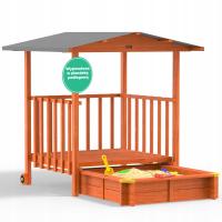 Piaskownica zamykana drewniana z werandą daszek UV 50