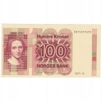 Banknot, Norwegia, 100 Kroner, 1987, KM:43c, AU(55
