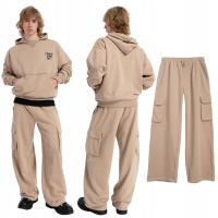 Spodnie dresowe chłopięce szerokie, WIDE LEG z kieszeniami, 164 REPORTER