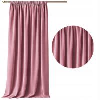 GOTOWA ZASŁONA NA TAŚMIE 140x250 ŻABKI VELVET ZACIEMNIAJĄCA RÓŻOWA WELUR