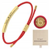 Bransoletka damska z grawerem sznurkowa czerwona regulowana stal BLINGART