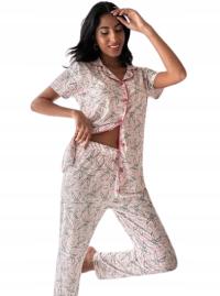 PIŻAMA DAMSKA KOMPLET KOSZULA I SPODNIE WZÓR