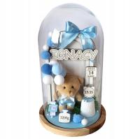 PAMIĄTKA NA CHRZEST SZKLANA KOPUŁKA METRYCZKA 3D PREZENT URODZINY CHRZCINY