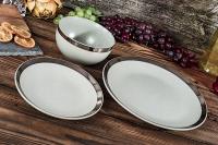 Serwis obiadowy 18/6 kamionka zielony/zdobienie