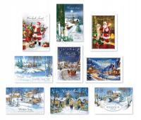 Kartki świąteczne z życzeniami z brokatem mix 9 szt. Kartki na święta Z4BT