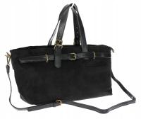 Torebka Damska shopper zamszowa torebka jamnik włoska marka 1255 Czarna