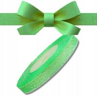 Wstążka brokatowa 12mm Loveart srebrna zielona taśma ozdobna prezenty