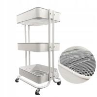 МЕТАЛЛИЧЕСКАЯ ТЕЛЕЖКА МНОГОФУНКЦИОНАЛЬНЫЙ 3-Х УРОВНЕВЫЕ РОЛИКИ КНИЖНЫЙ ШКАФ ЖУРНАЛЬНЫЙ СТОЛИК БОЛЬШОЙ 74 СМ БЕЛЫЙ