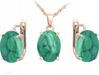Злотый набор ювелирных изделий позолоченный зеленый камень для подарка элегантный