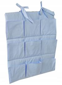 PRZYBORNIK ORGANIZER DO ŁÓŻECZKA DZIECIĘCEGO KIESZENIE BAWEŁNA NIEBIESKI