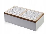 Skrzynka z 3 przegródkami Na drobiazgi Organizer na herbatę Białe pudełko