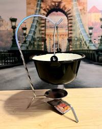 KOCIOŁEK WĘGIERSKI NA STÓŁ 0,8 L PODGRZEWACZ kociołek ze stelażem cz/b