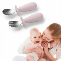 Sztućce dla dzieci zestaw łyżeczka i widelec ze stali nierdzewnej Babyono