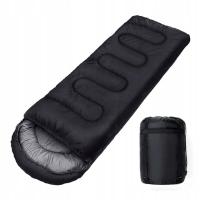 ŚPIWÓR TURYSTYCZNY Z POKROWCEM TYPU MUMIA 210X75CM CZARNY PODRÓŻNY, KEMPING