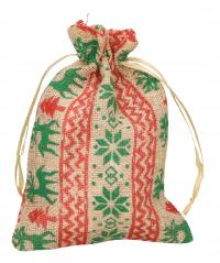 Woreczek świąteczny jutowy na prezent 17 x 11 cm 1szt