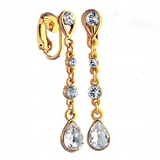 Złote Klipsy na Ucho Długie Wiszące Cyrkonie Eleganckie dla Kobiet Colibra