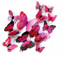 3D наклейки на стену - бабочки бабочки фуксия Люкс