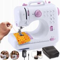 MASZYNA DO SZYCIA PRZENOŚNA MINI Z PEDAŁEM+LED+ ZESTAW KRAWIECKI 12 ŚCIEGÓW