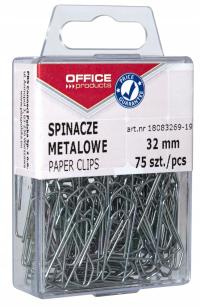 Spinacze metalowe 32mm 75szt biurowe okrągłe