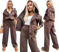 Bawełniany KOMPLET dresowy damski DRES spodnie + rozpinana bluza ANATOLA