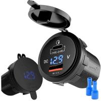 Gniazdo samochodowe USB Sparky QC 3.0 PD 12V 24V IP65 63 W z woltomierzem