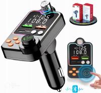 Transmiter Bluetooth P-M FM z ładowarką USB, zestaw głośnomówiący, RGB