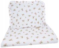 KOMPLET MUŚLINOWY LEKKI KOCYK KOŁDERKA + PODUSZKA Z FALBANKĄ - RETRO ROSES