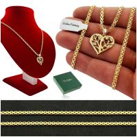 ZŁOTY ŁAŃCUSZEK SPLOT BISMARK + SERCE AŻUROWE SREBRO 925 PREZENT DLA MAMY