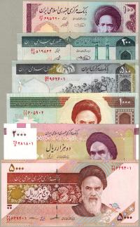 Iran 100 - 5000 Rials Zestaw 6 sztuk UNC