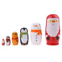 6 ręcznie malowanych rosyjskich lalek gniazdujących Babuszka Matrioszka Lalka Świętego Mikołaja