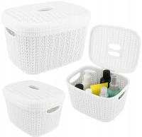 Stylowy Praktyczny Kosz Biały 6L Rattan Koszyk do Pokoju Biura Łazienki