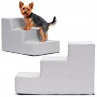 SCHODY DLA PSA KOTA ZWIERZĄT SCHODKI 45 cm SZARE 3 STOPNIE PODEST RAMPA