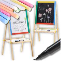 TABLICA DWUSTRONNA EDUKACYJNA DLA DZIECI 2w1 DREWNIANA KREDOWA AKCESORIA