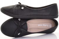 WYGODNE DAMSKIE TENISÓWKI Z EKOSKÓRY CZARNE PRZEWIEWNE NA LATO WAKACJE