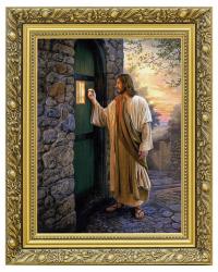 Иисус стучит в дверь / холст картина украшенная рамка / 40x50