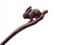 Drewniana igła szpilka do włosów koka - króliczek królik