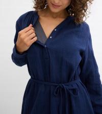 SUKIENKA CIĄŻOWA KLASYCZNA MUŚLINOWA Z DŁUGIM RĘKAWEM MIDI 44 GRANATOWA