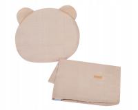 Kocyk z podusią niemowlęcy dla dziecka muślin na lato beżowy 100x75