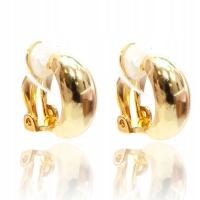 Srebrne pozłacane kolczyki klipsy tradycyjne półkola wypukłe srebro 925