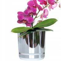 14 cm KRAINA LODU doniczka podstawka efekt lustro srebrno biały minimalizm