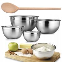 MISKI METALOWE stalowe GŁĘBOKIE NIERDZEWNE komplet misek kuchennych + ŁYŻKA