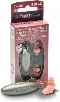 Zatyczki do uszu na basen do pływania dla dzieci Pluggerz Pink 4-14 lat