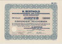 H. Berthold Messinglinienfabrik AG 100 RM drukarstwo