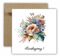 Elegancka kartka na podziękowanie dziękujemy kwiaty bukiet